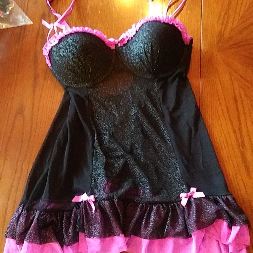 Womans sparkly black and pink lingerie size Medium